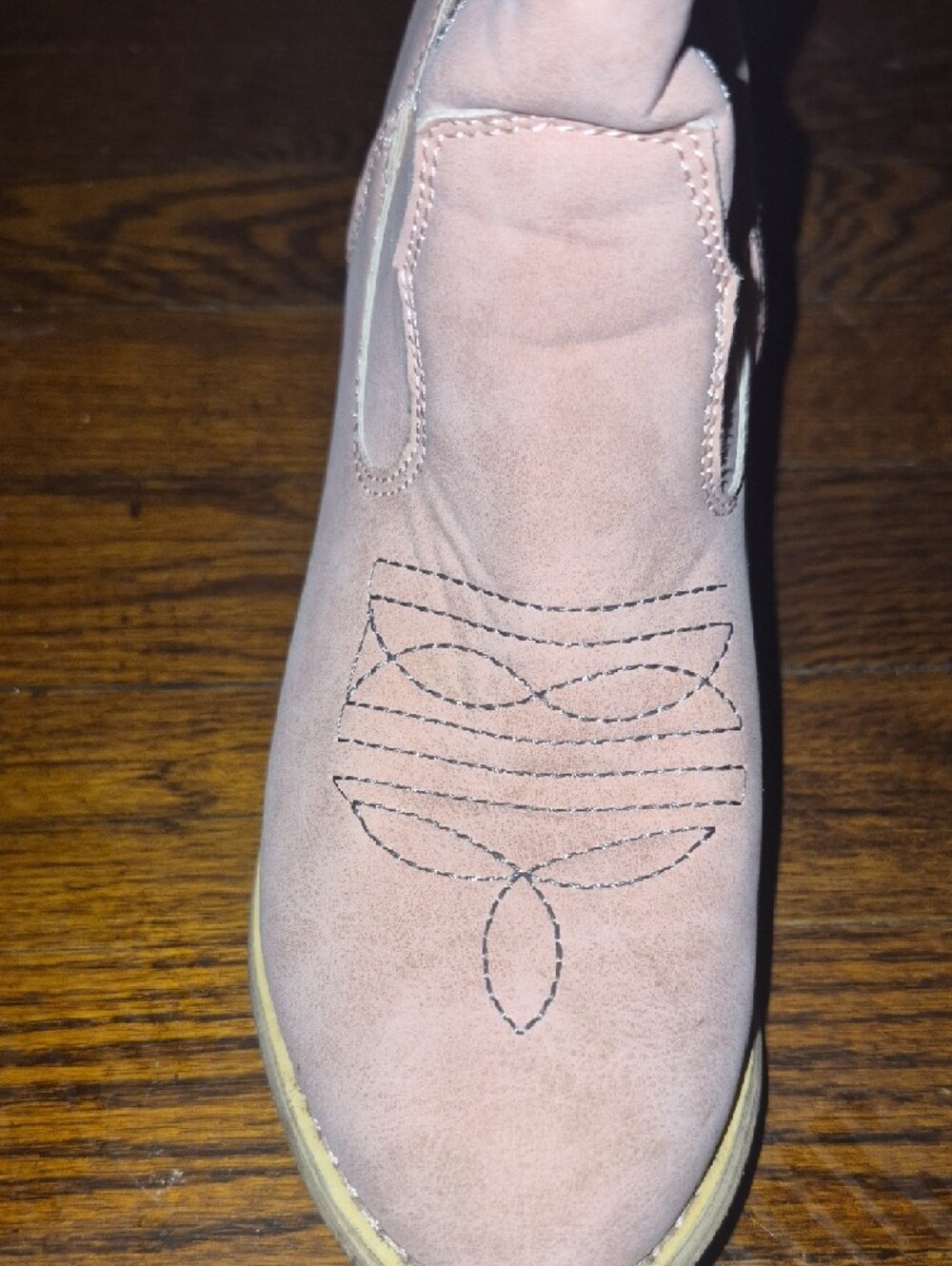 Suede Pink Western  Boot with Embroidered Detail - Picture 4 of 10